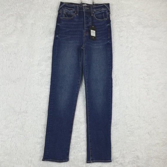 Serra Retreat Womens‎ Jeans Straight Leg Blue Denim Dark Wash High Rise 0 New - Picture 1 of 14